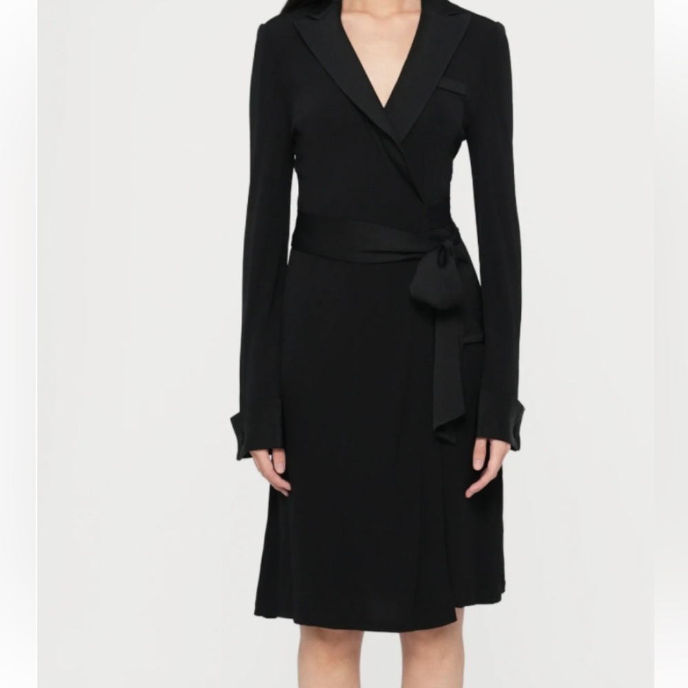 Diane Vin Furstenberg Black Wrap Tie-Accent Women's Dress